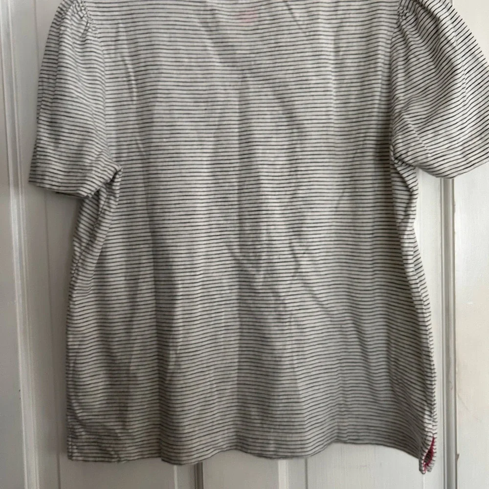 Boden Black and White Striped Puff Sleeve Tee - Picture 2 of 5